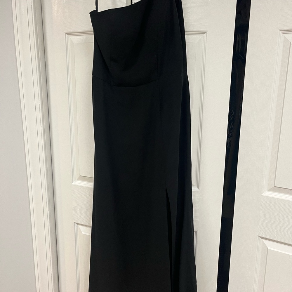 Hailey Paige  Black One-Shoulder Gown